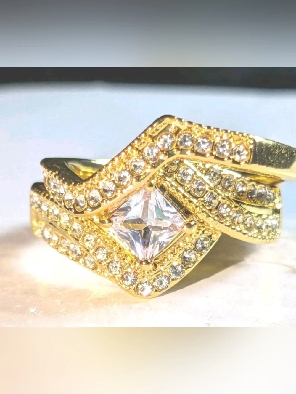 3Ct Lab-Created Diamond Engagement Bridal Ring Set 14K Yellow Gold Plated Sz 10